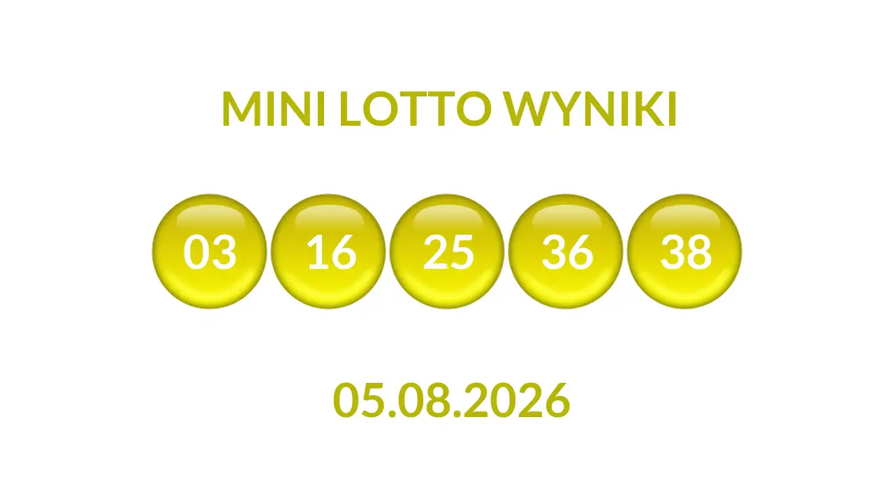 Kulki Mini Lotto z wylosowanymi liczbami dnia 05.08.2026