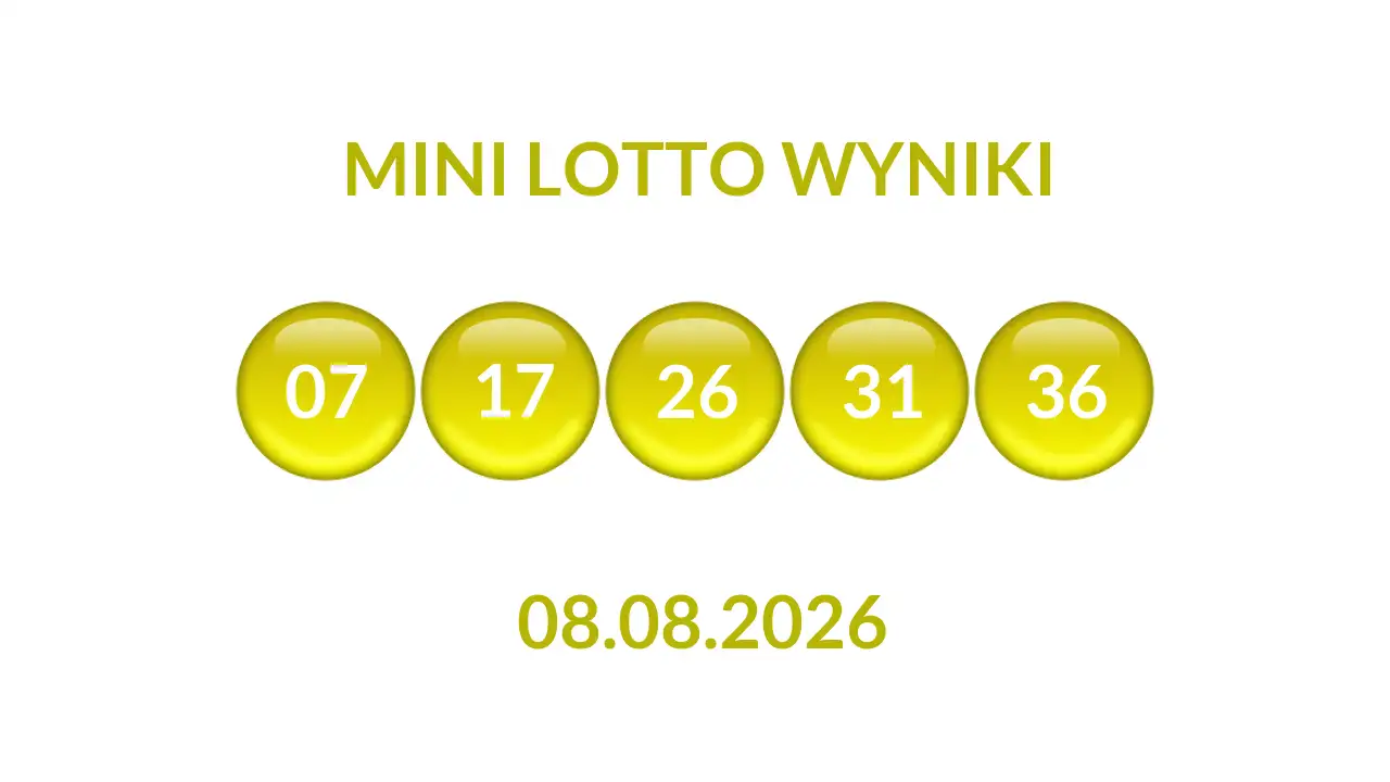 Kulki Mini Lotto z wylosowanymi liczbami dnia 08.08.2026