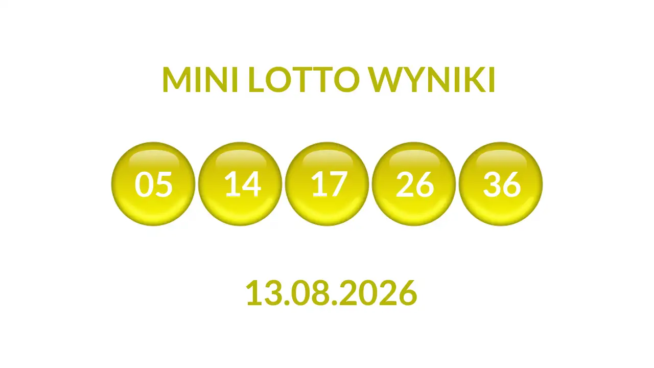 Kulki Mini Lotto z wylosowanymi liczbami dnia 13.08.2026