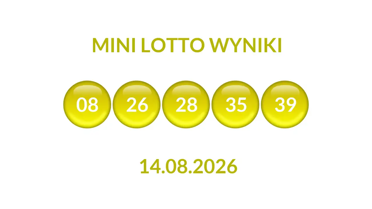 Kulki Mini Lotto z wylosowanymi liczbami dnia 14.08.2026