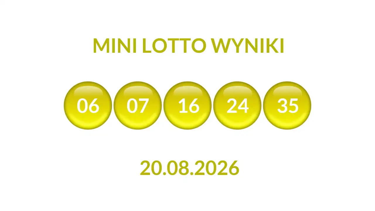Kulki Mini Lotto z wylosowanymi liczbami dnia 20.08.2026