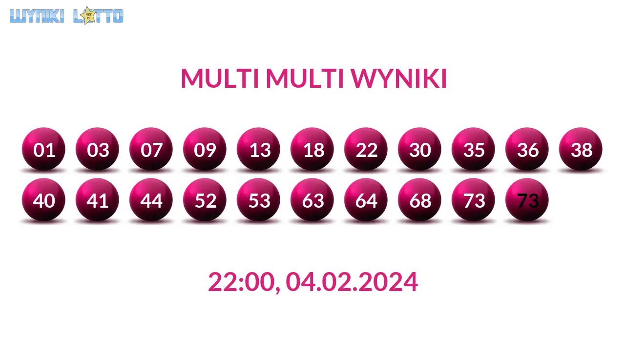 Kulki Multi Multi z wylosowanymi liczbami dnia 04.02.2024 o godz. 22:00
