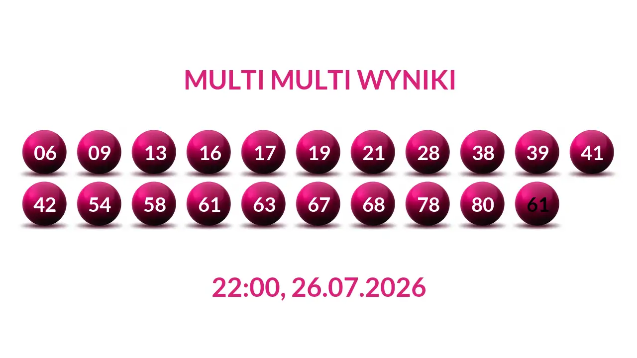 Kulki Multi Multi z wylosowanymi liczbami dnia 26.07.2026 o godz. 22:00